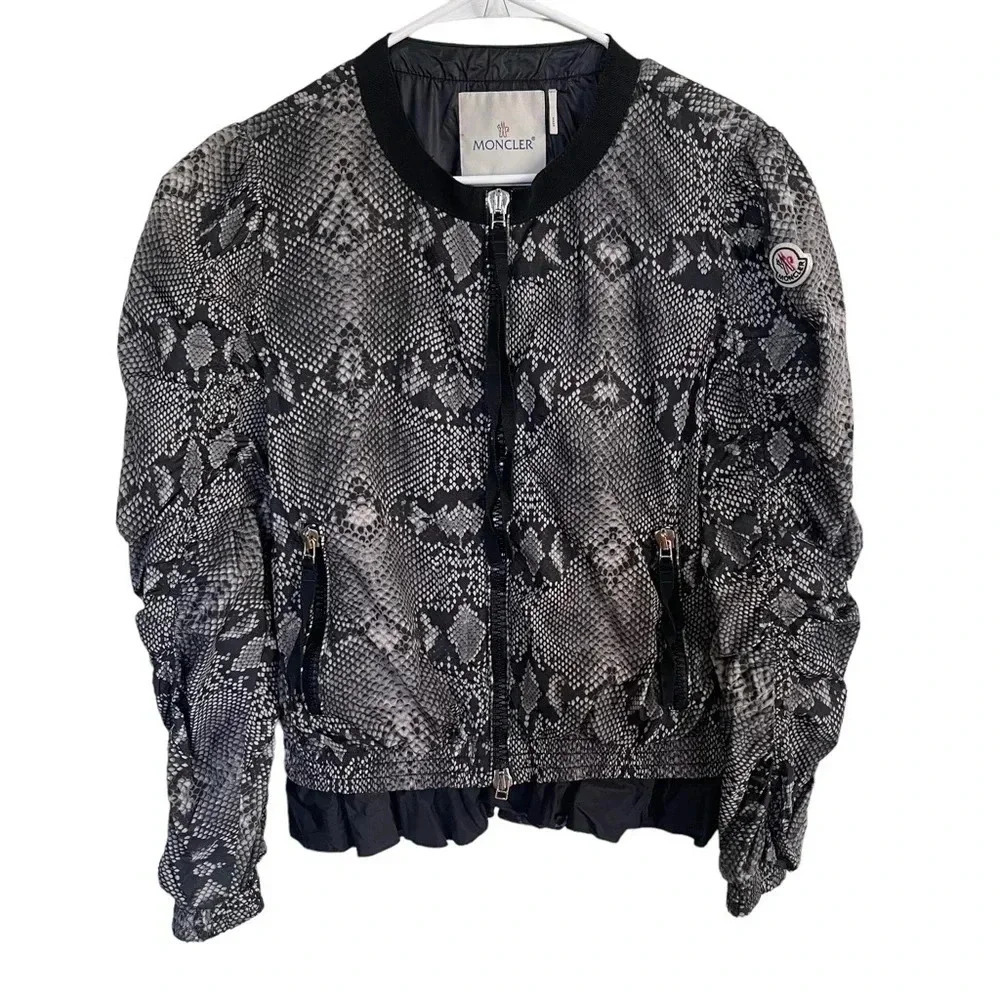 Moncler Snake Print Haneye Lightweight Long Sleeve Jacket Size 4